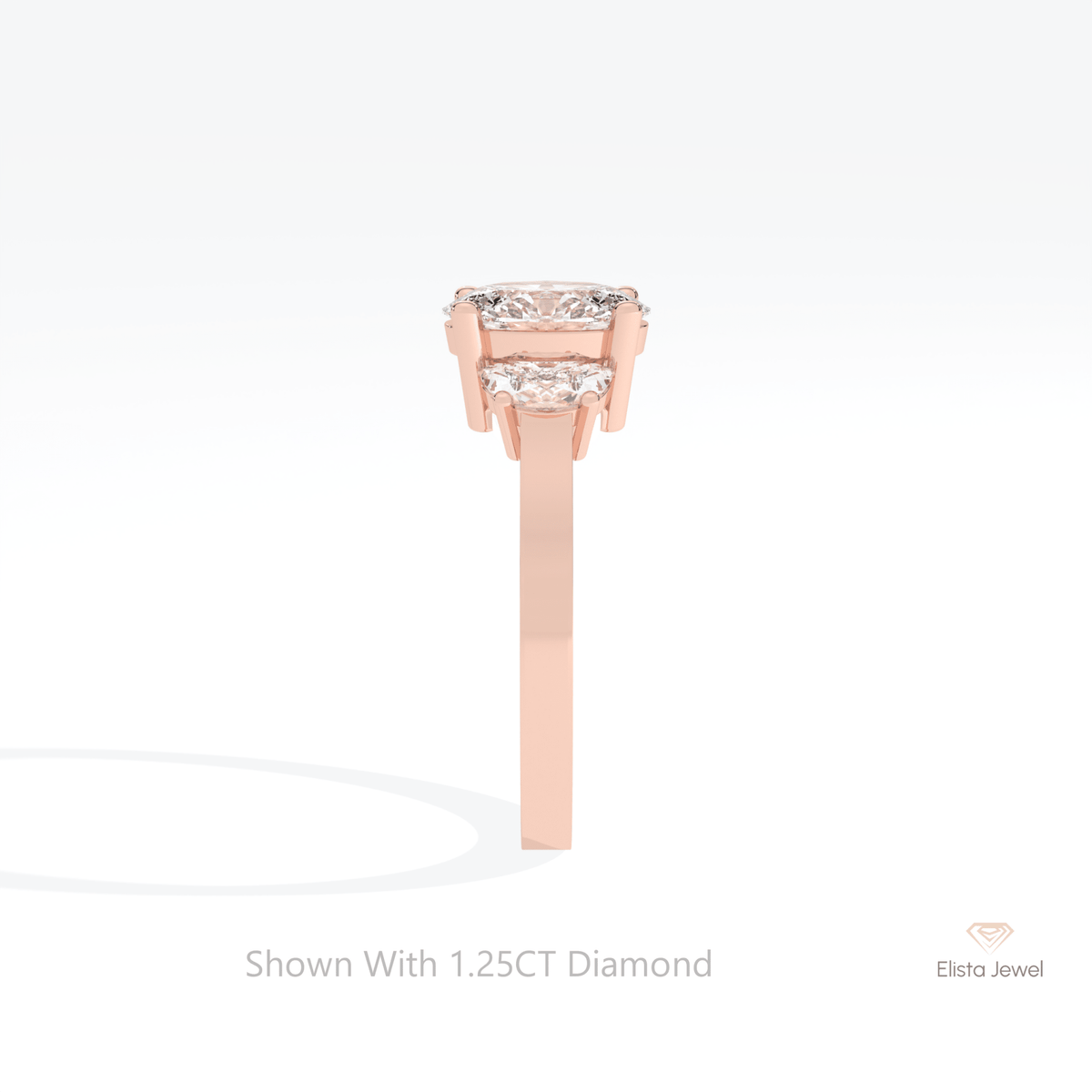 Oval Cut Three Stone Engagement Lab Grown Diamond Ring - Additional View