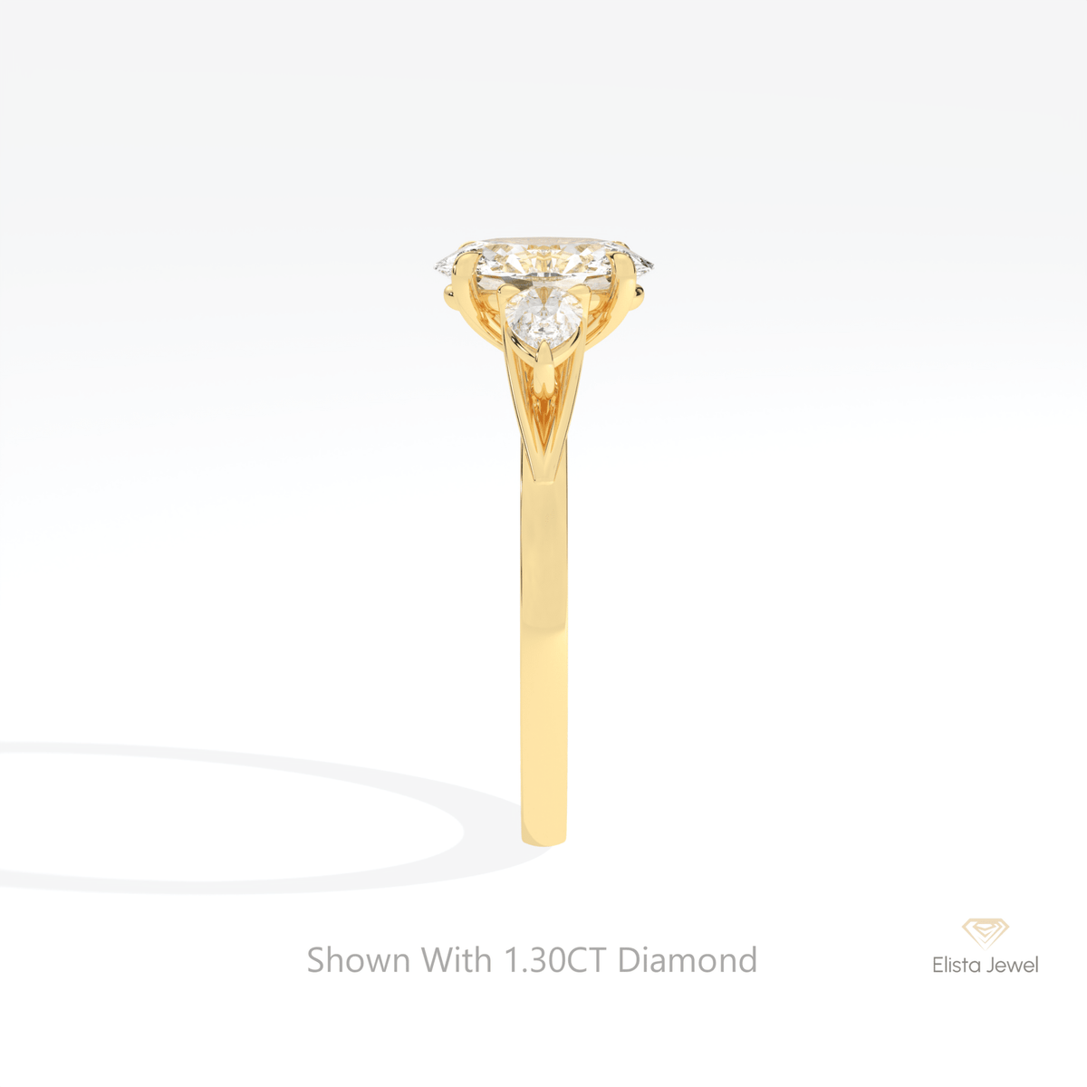 Oval Cut Three Stone Engagement Lab Grown Diamond Ring in 14K White Gold - Top View