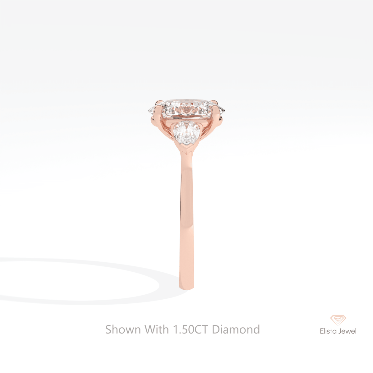 Oval Cut Three Stone Wedding Lab Grown Diamond Ring - Additional View