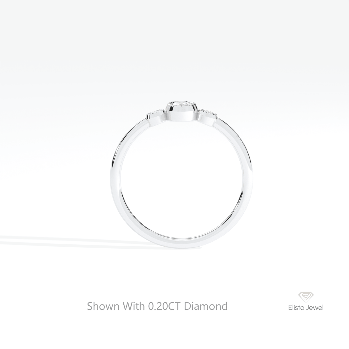 Oval Cut Three Stone Wedding Lab Grown Diamond Ring in 18K White Gold - Close-up View