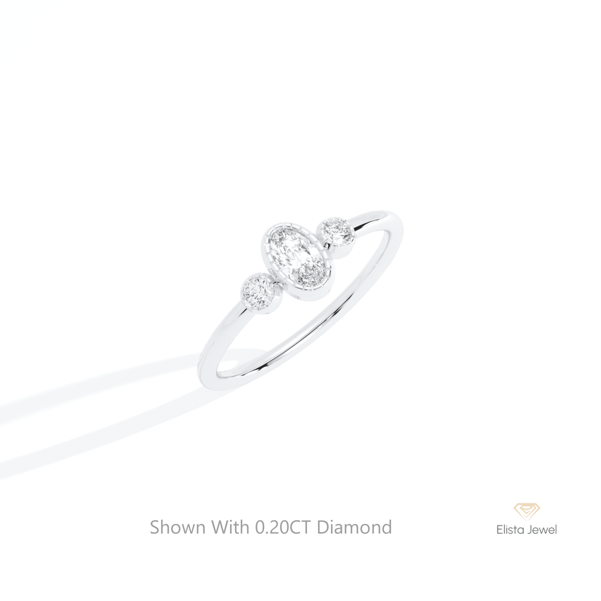Oval Cut Three Stone Wedding Lab Grown Diamond Ring in 14K Rose Gold - Profile View