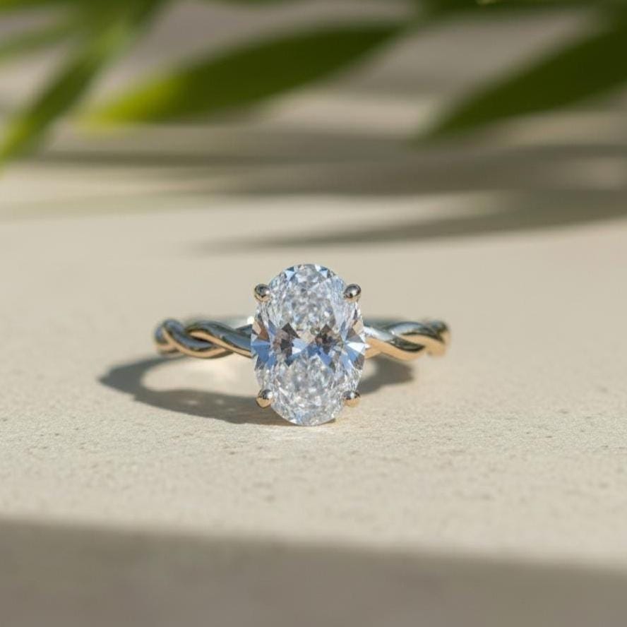 Oval Lab-Grown Diamond Engagement Ring, Twisted Braided Band