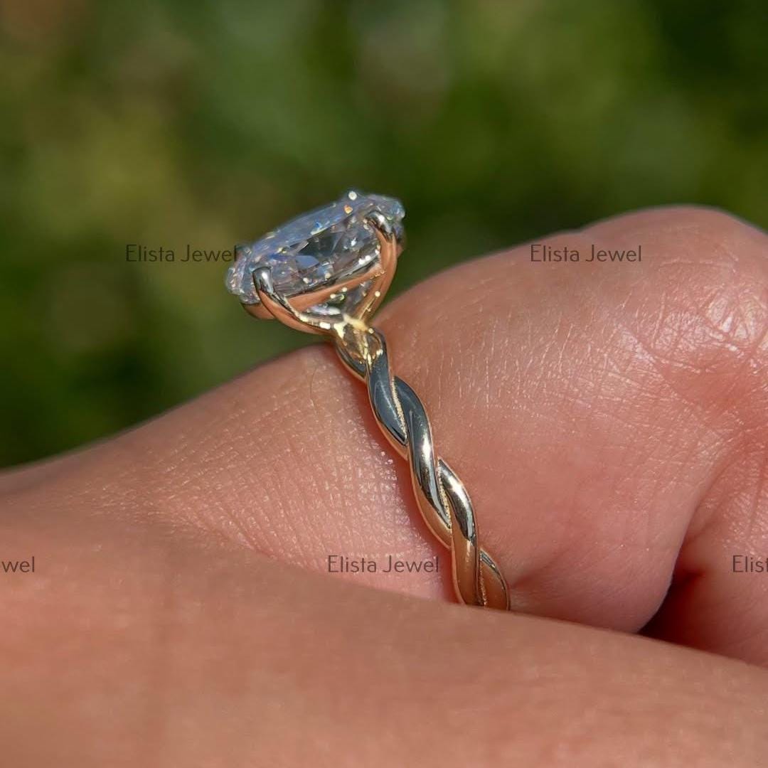 Oval Lab-Grown Diamond Engagement Ring, Twisted Braided Band