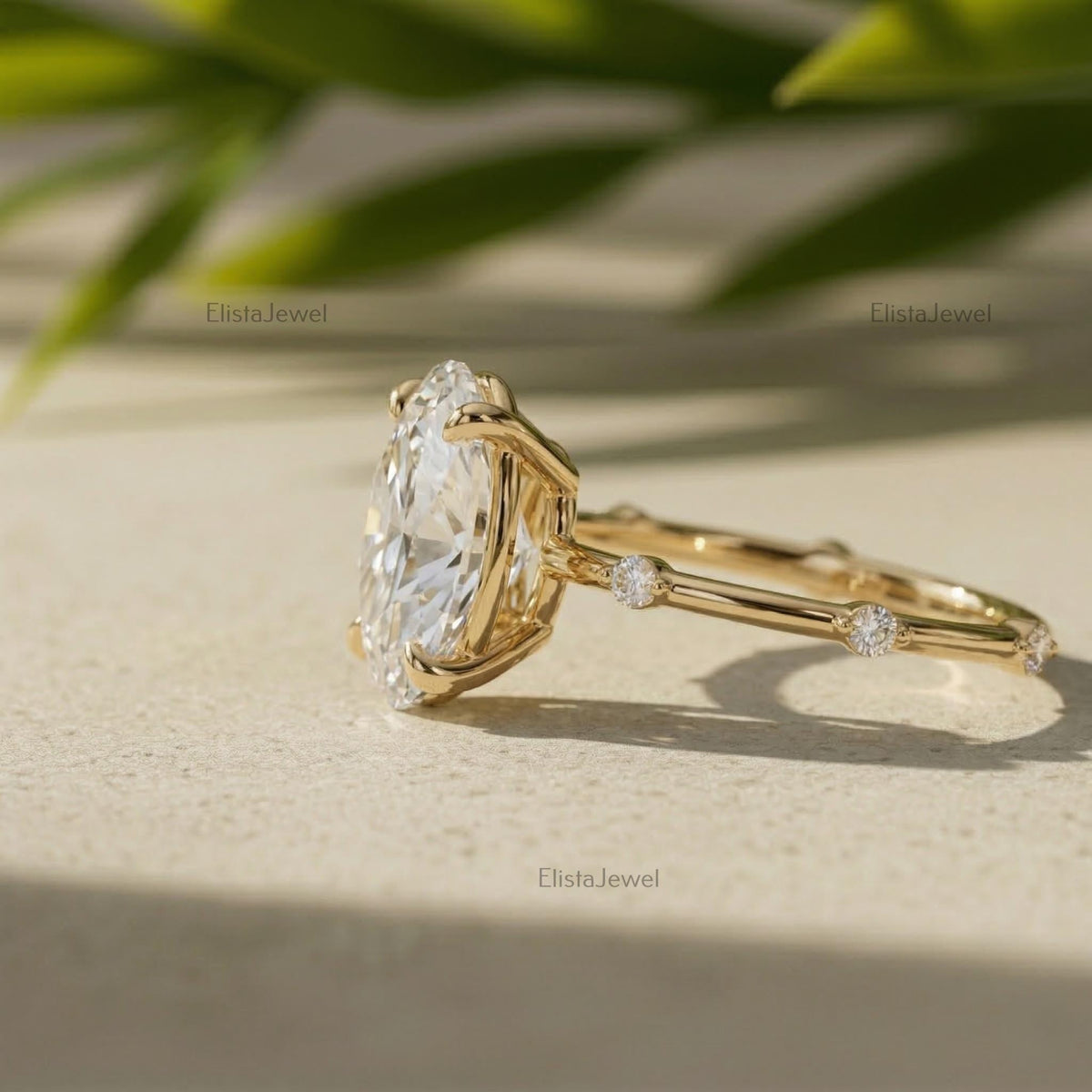 IGI Certified Oval Lab Grown Diamond Engagement Ring: 18K Yellow Gold Minimalist Ring