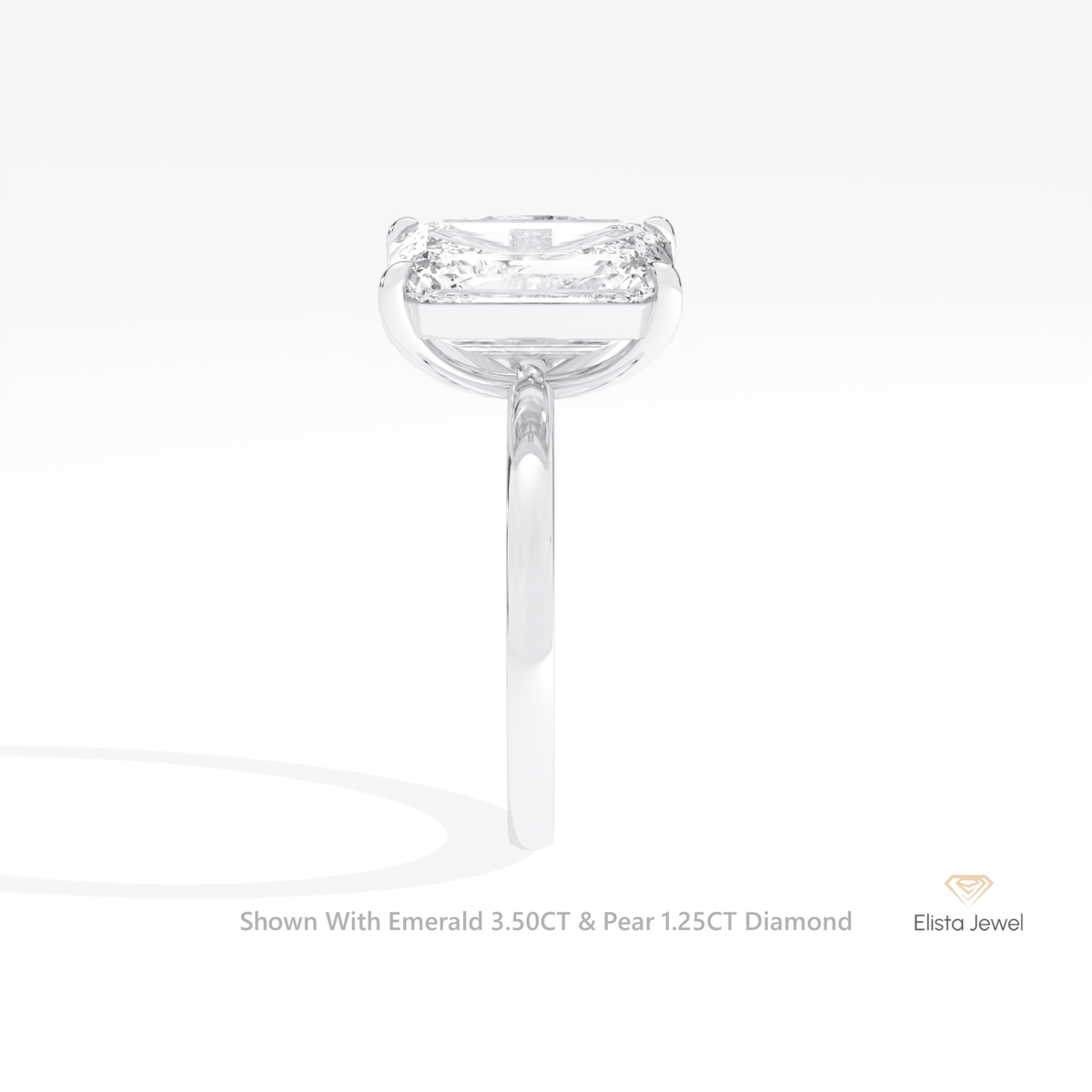 Pear And Emerald Cut Toi Et Moi Engagement Lab Grown Diamond Ring in 18K Yellow Gold - Perspective View