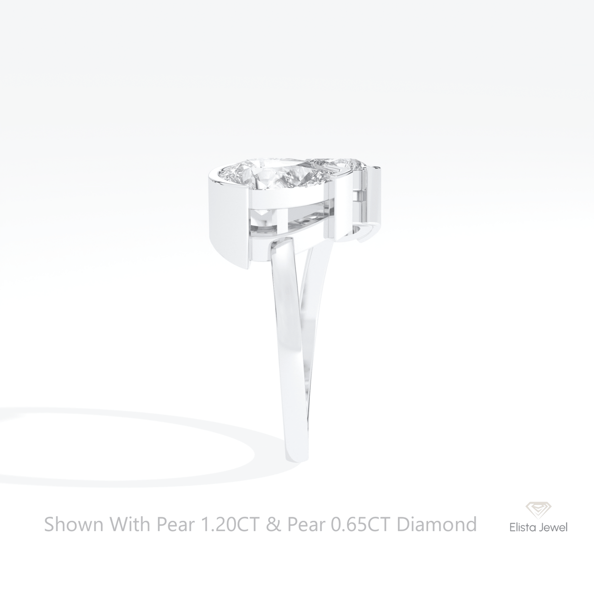 Pear And Pear Cut Toi Et Moi Lab Grown Diamond Ring in 18K Yellow Gold - Perspective View