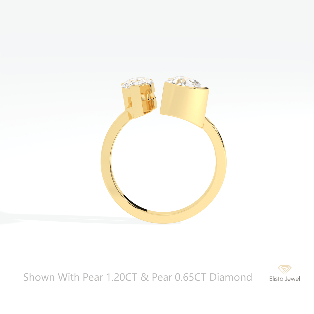 Pear And Pear Cut Toi Et Moi Lab Grown Diamond Ring in 10K Rose Gold - Angled View