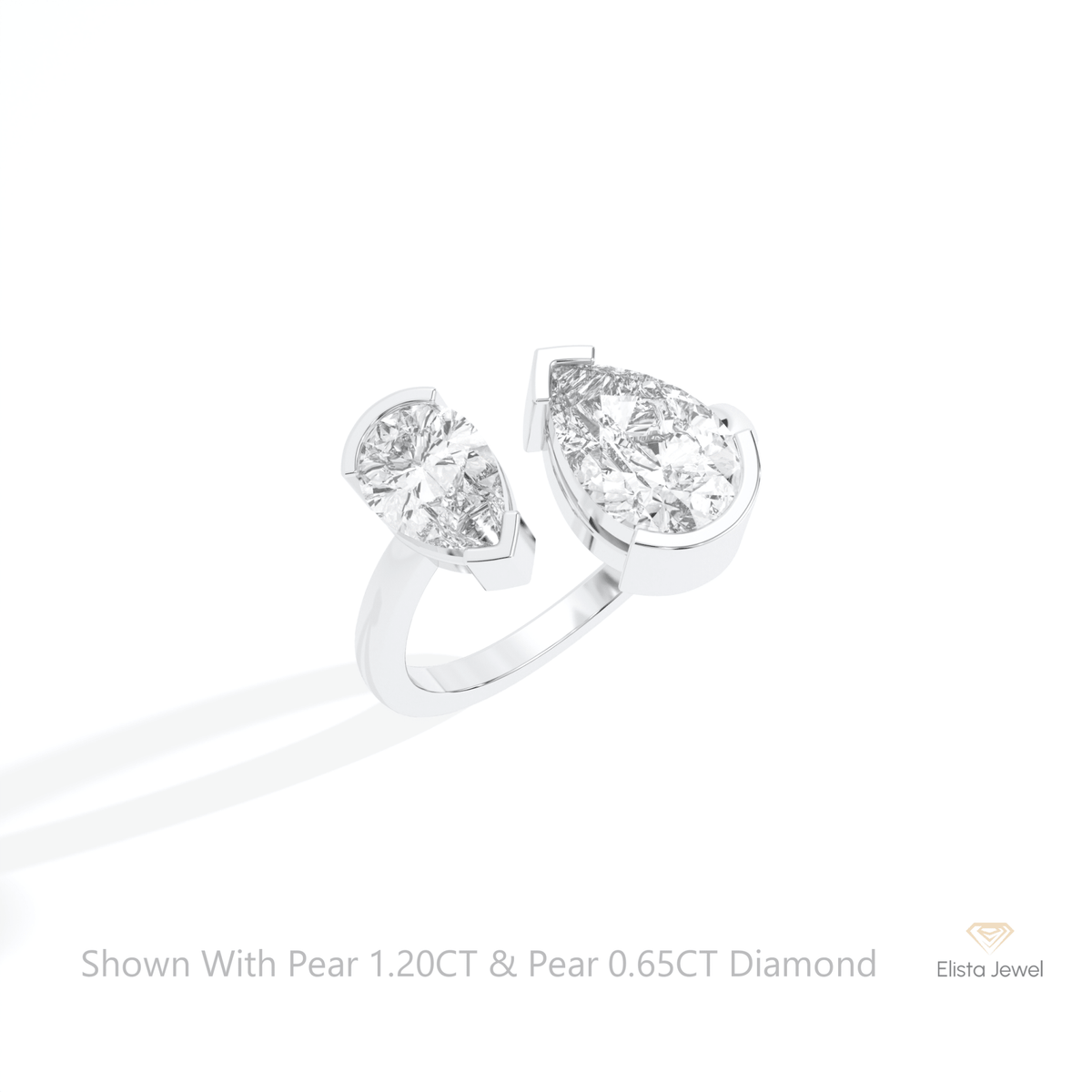 Pear And Pear Cut Toi Et Moi Lab Grown Diamond Ring in 14K Rose Gold - Profile View