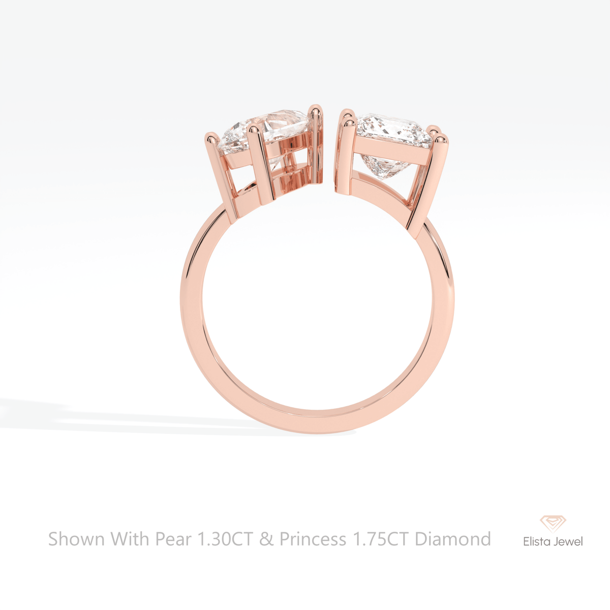 Pear And Princess Cut Toi Et Moi Lab Grown Diamond Ring - Alternative View
