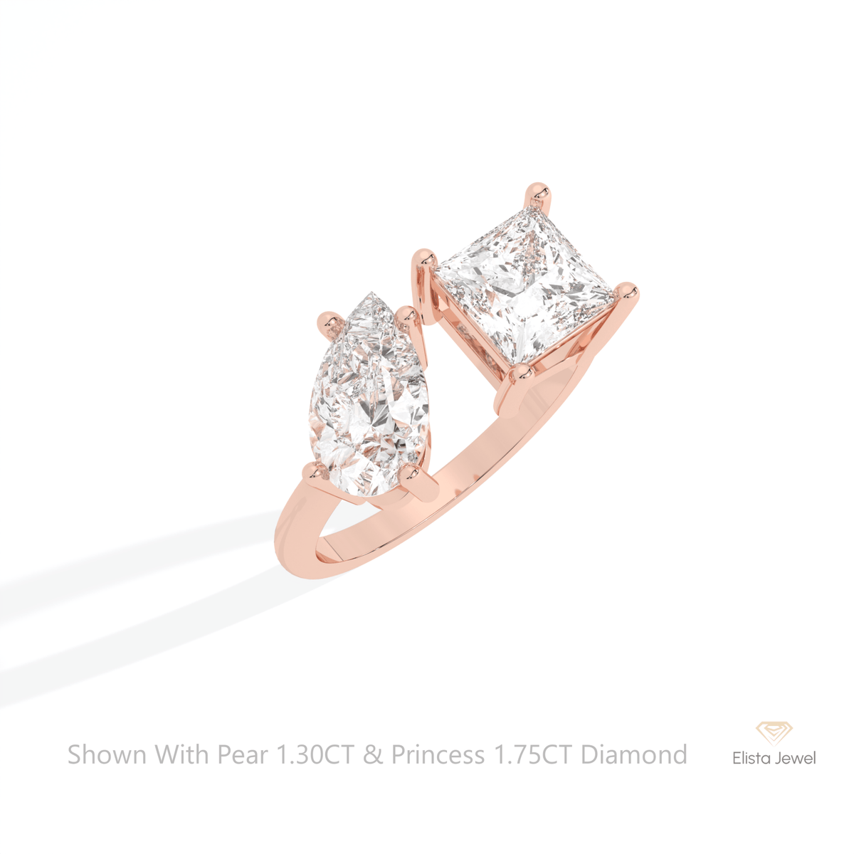 Pear And Princess Cut Toi Et Moi Lab Grown Diamond Ring in Platinum - Lifestyle View