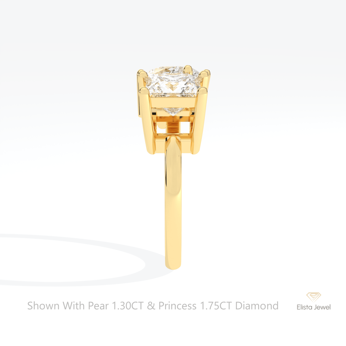 Pear And Princess Cut Toi Et Moi Lab Grown Diamond Ring in 14K White Gold - Top View