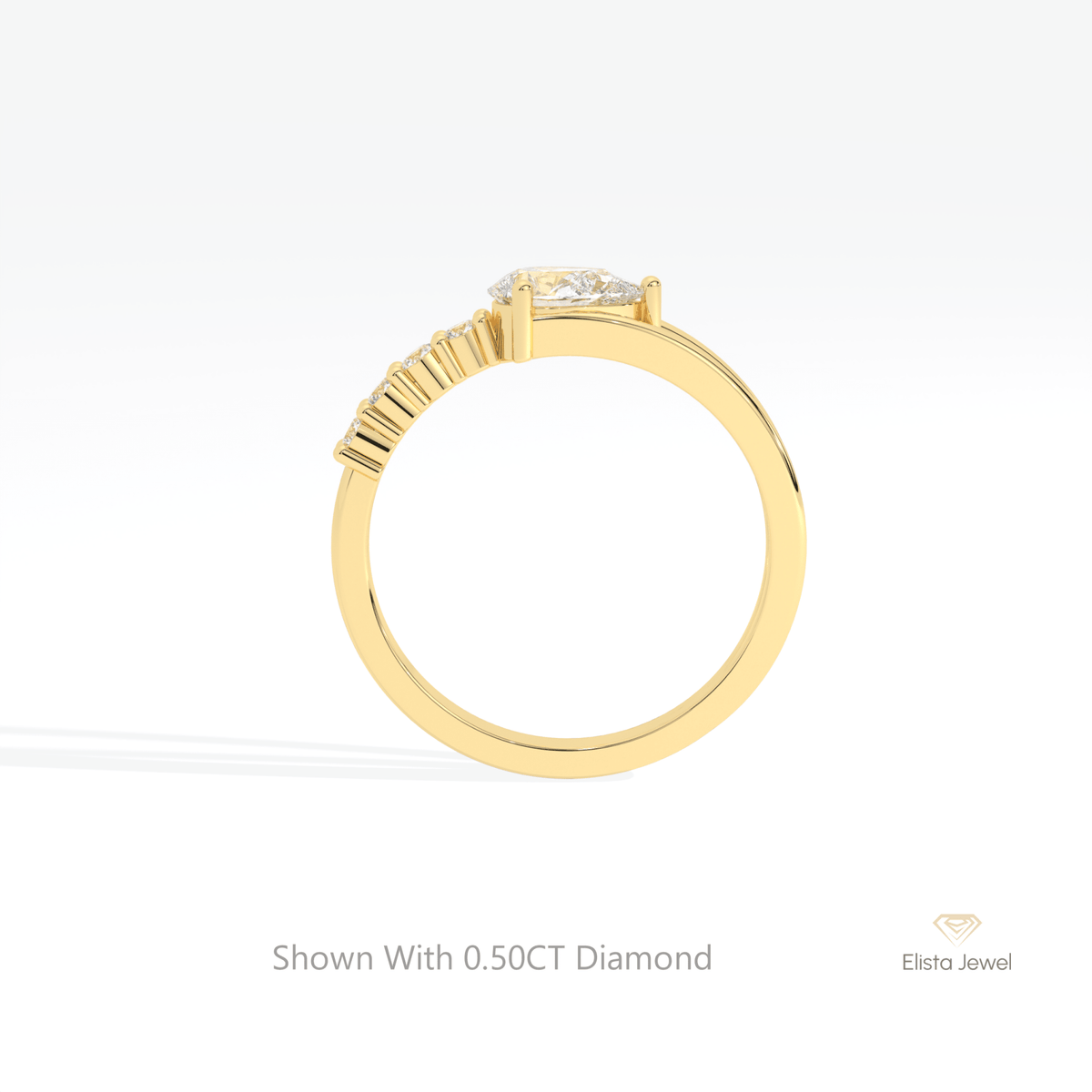 Pear Cut Accent Engagement Lab Grown Diamond Ring - Alternative View