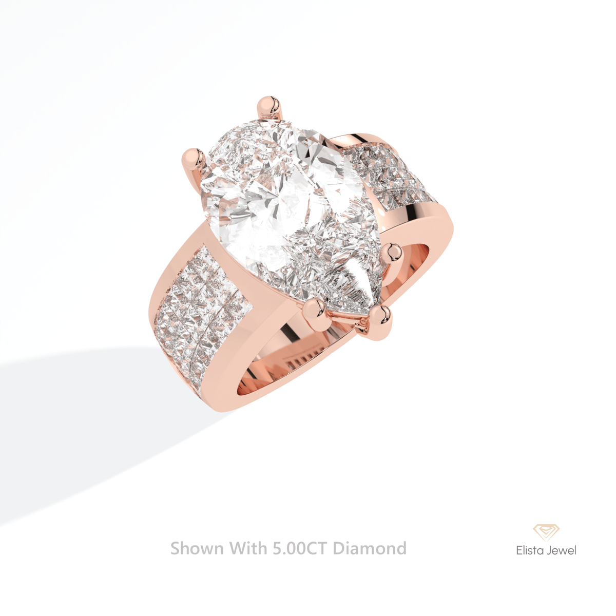 Pear Cut Accent Engagement Lab Grown Diamond Ring in Platinum - Lifestyle View