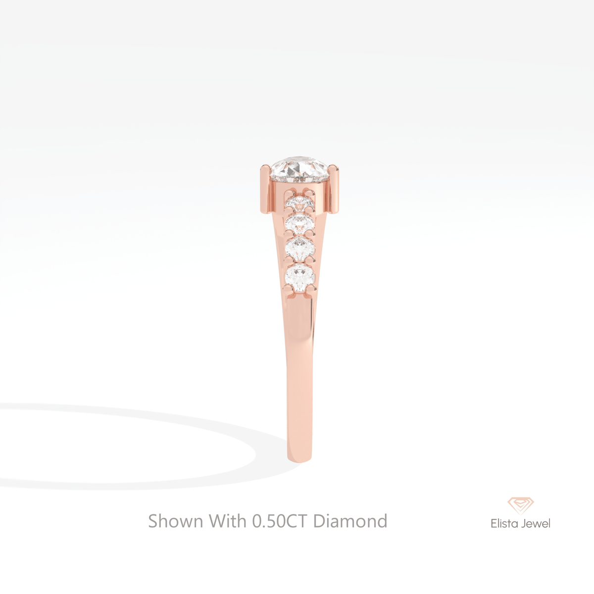Pear Cut Accent Engagement Lab Grown Diamond Ring in 14K White Gold - Top View