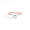 Pear Cut Accent Engagement Lab Grown Diamond Ring in 18K Rose Gold - Ring on Hand View