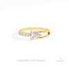 Pear Cut Accent Engagement Lab Grown Diamond Ring in 18K Rose Gold - Ring on Hand View