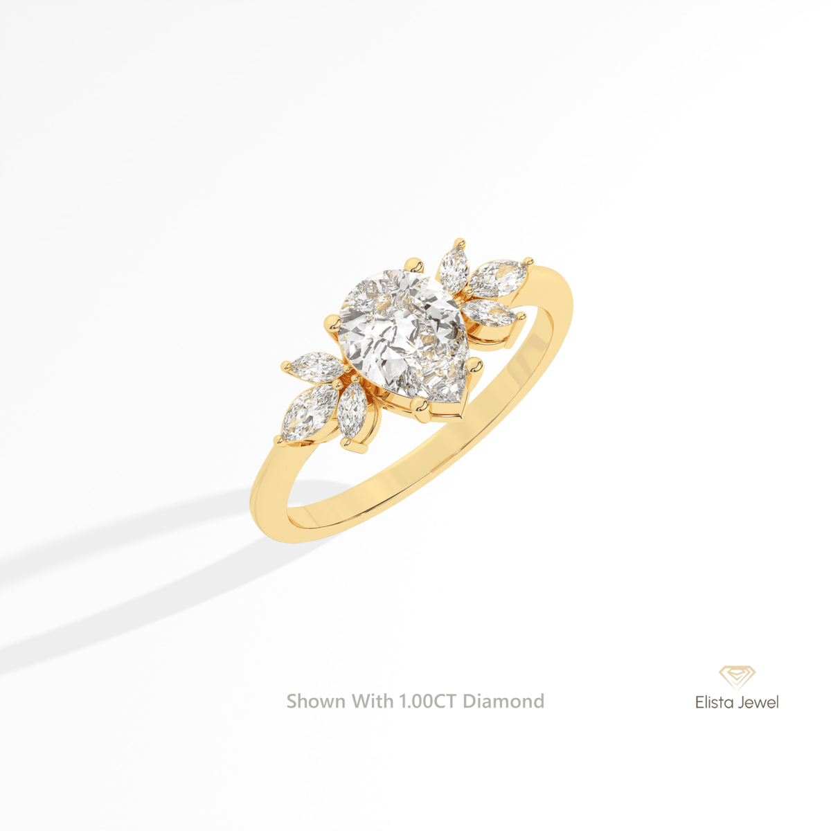 Pear Cut Accent Engagement Lab Grown Diamond Ring in Platinum - Lifestyle View