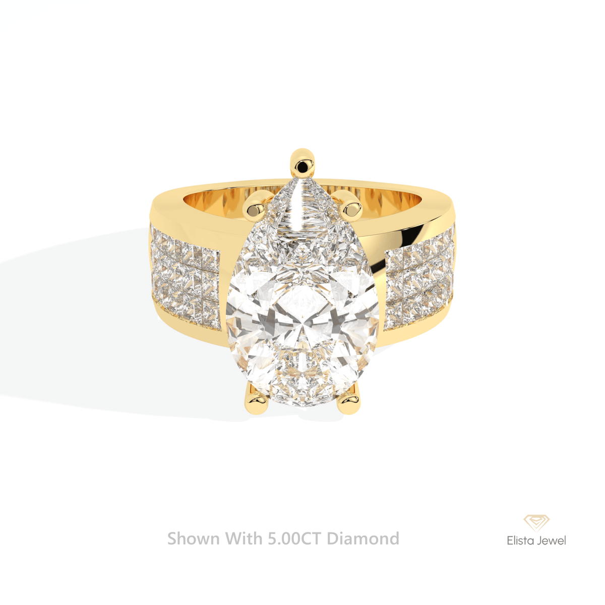Pear Cut Accent Engagement Lab Grown Diamond Ring in 10K White Gold - Front View