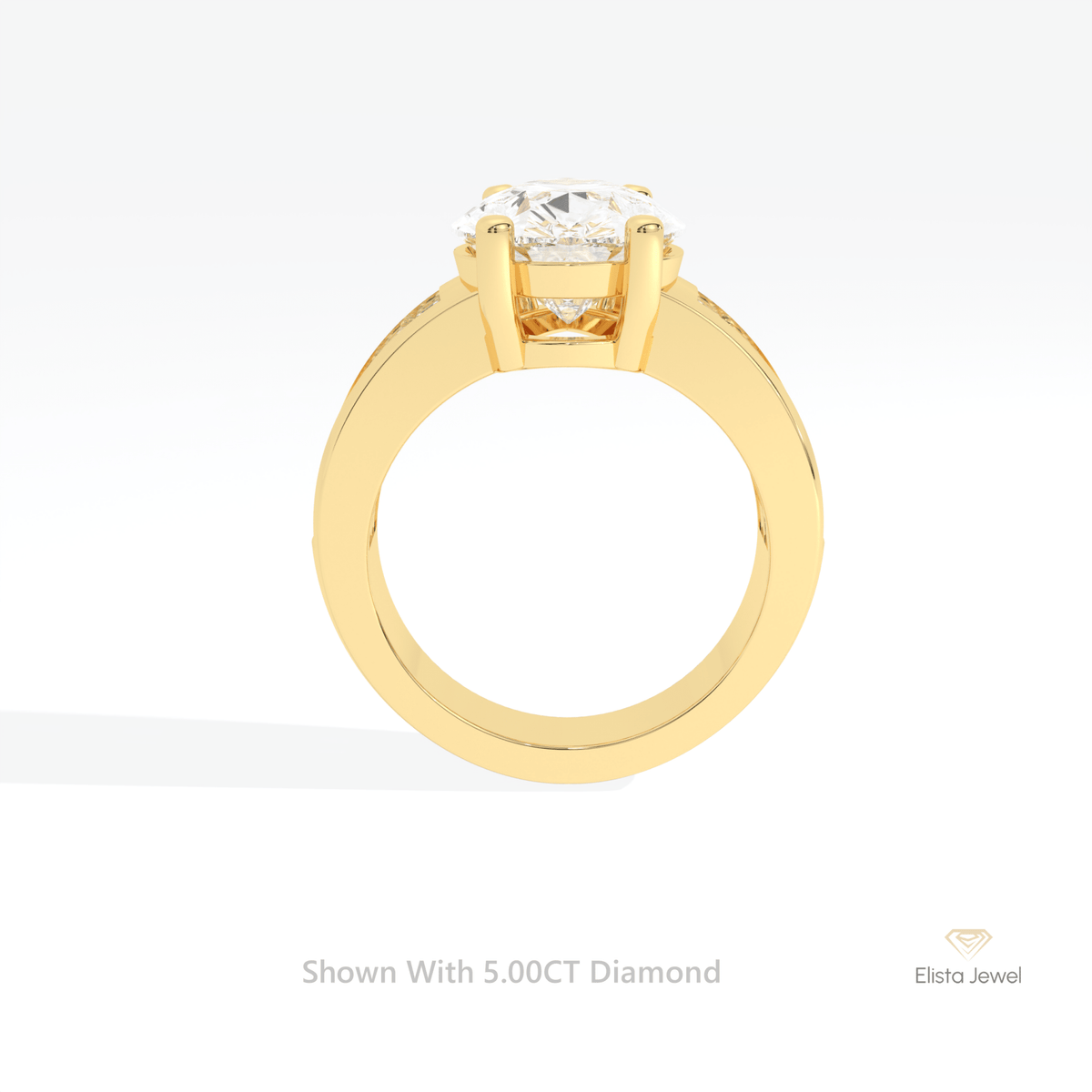 Pear Cut Accent Engagement Lab Grown Diamond Ring in 10K Rose Gold - Angled View