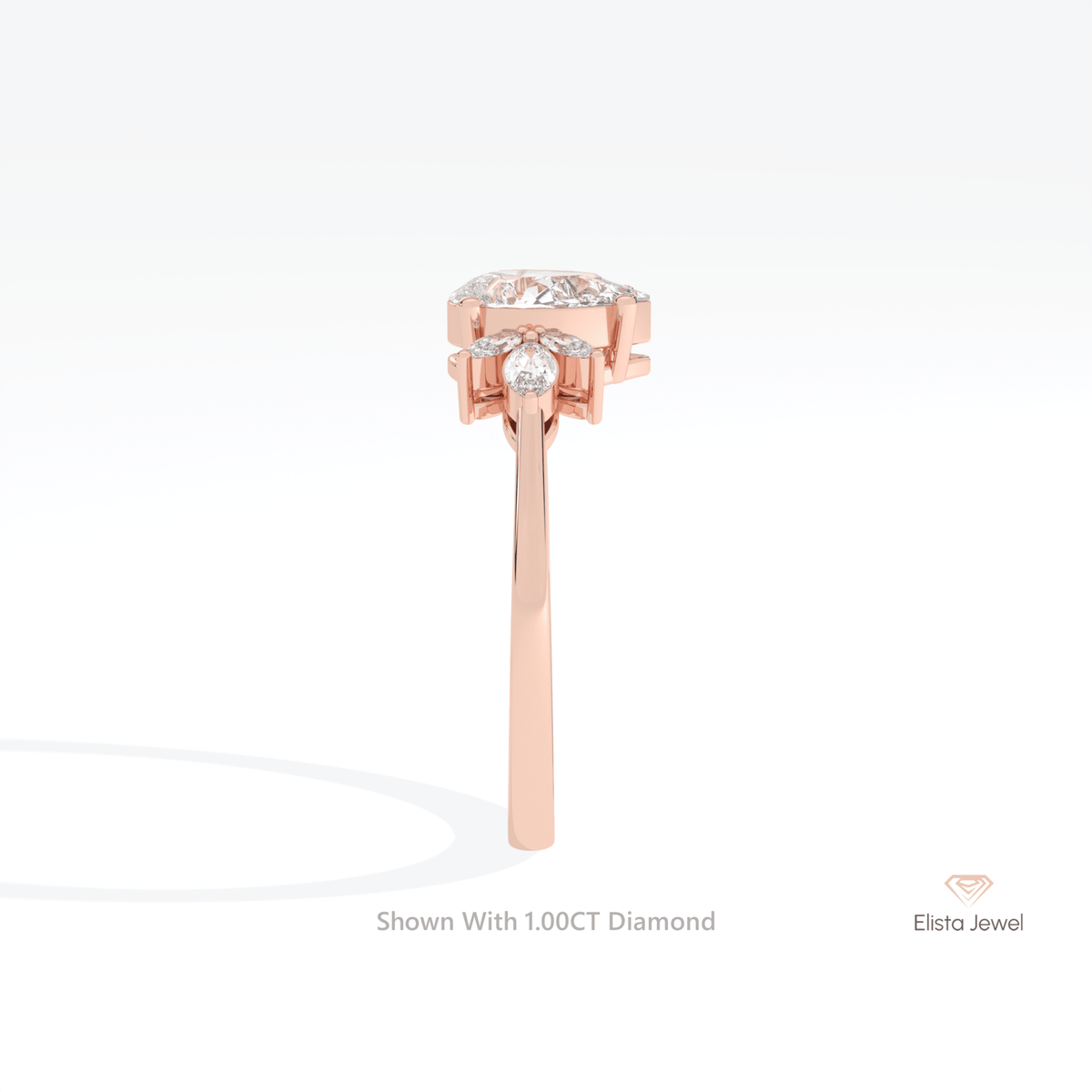 Pear Cut Accent Engagement Lab Grown Diamond Ring in 14K White Gold - Top View
