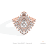Pear Cut Bezel Double Halo Art Deco Lab Grown Diamond Ring in 18K Rose Gold - Ring on Hand View
