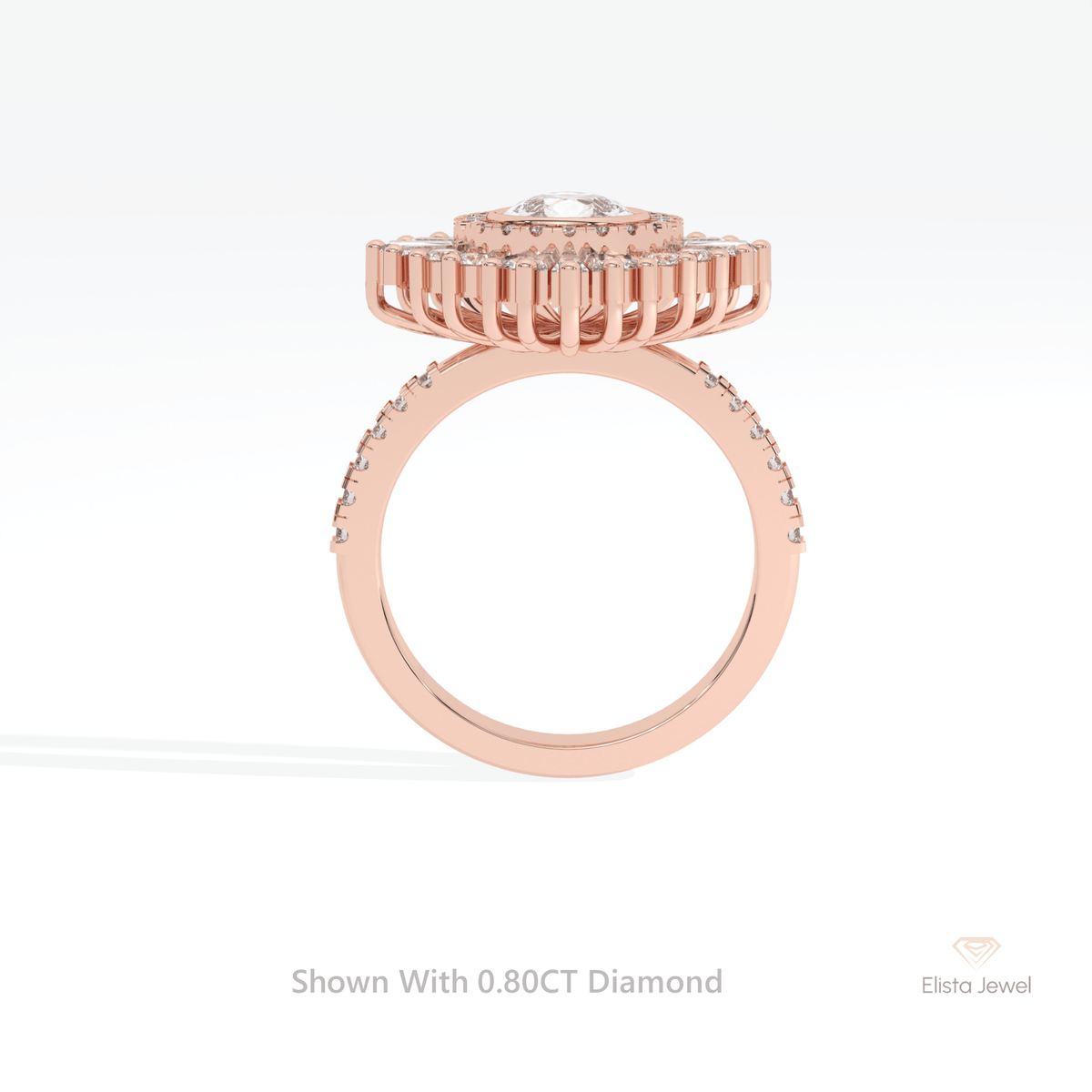 Pear Cut Bezel Double Halo Art Deco Lab Grown Diamond Ring - Alternative View