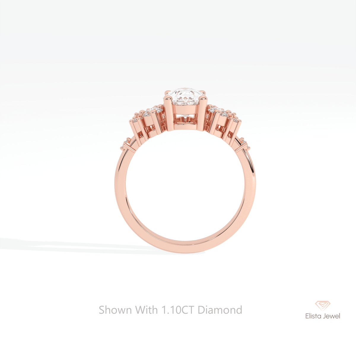 Pear Cut Cluster Engagement Lab Grown Diamond Ring - Alternative View