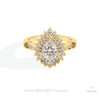 Pear Cut Double Halo Starburst Lab Grown Diamond Ring in 18K Rose Gold - Ring on Hand View