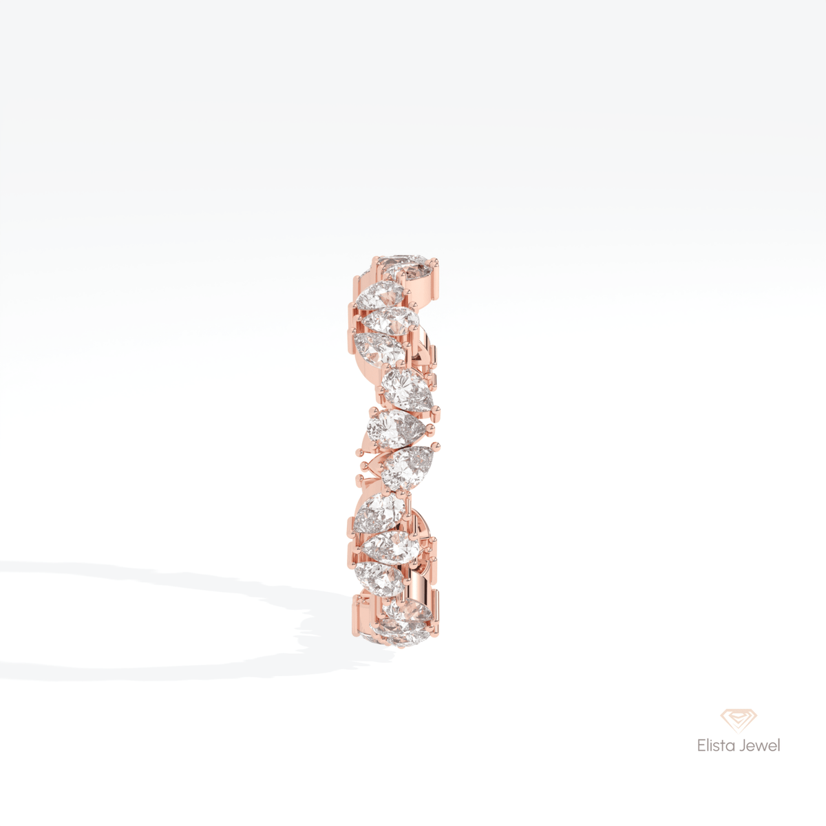 Pear Cut Full Eternity Wedding Lab Grown Diamond Band in 14K White Gold - Top View