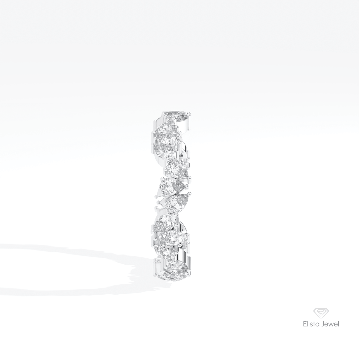 Pear Cut Full Eternity Wedding Lab Grown Diamond Band in 18K Yellow Gold - Perspective View