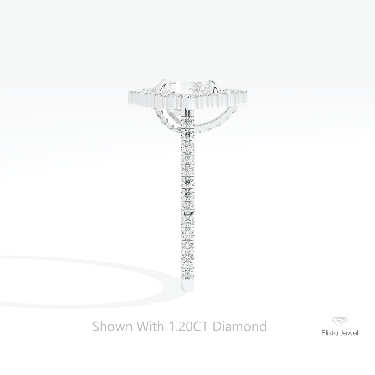 Pear Cut Halo Accent Wedding Lab Grown Diamond Ring in 18K Yellow Gold - Perspective View