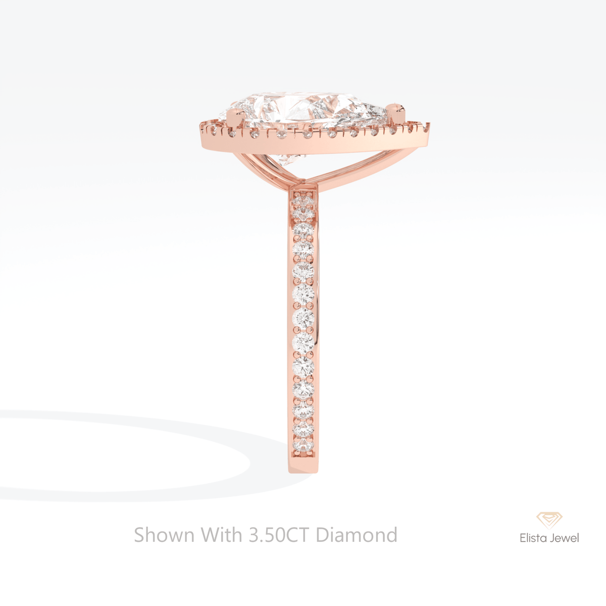 Pear Cut Halo Accent Wedding Lab Grown Diamond Ring in 14K White Gold - Top View