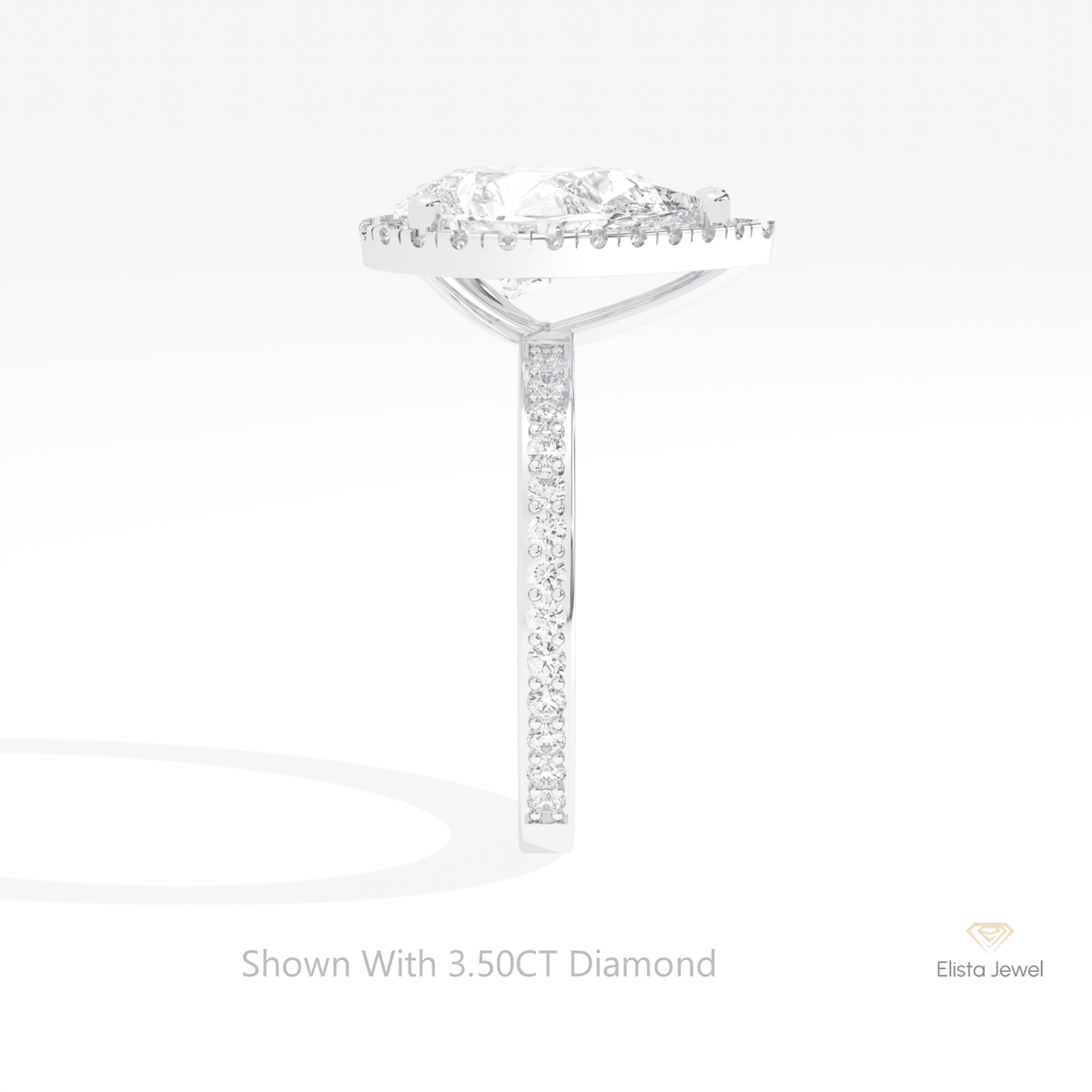 Pear Cut Halo Accent Wedding Lab Grown Diamond Ring in 18K Yellow Gold - Perspective View
