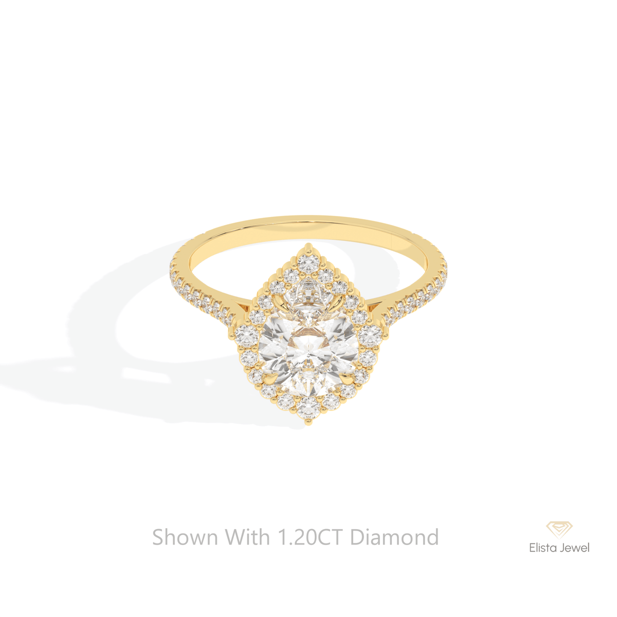 Pear Cut Halo Accent Wedding Lab Grown Diamond Ring in 10K White Gold - Front View