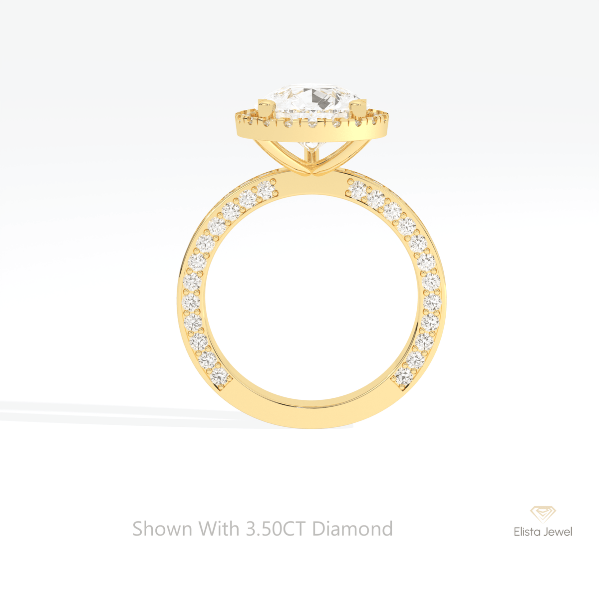Pear Cut Halo Accent Wedding Lab Grown Diamond Ring - Alternative View