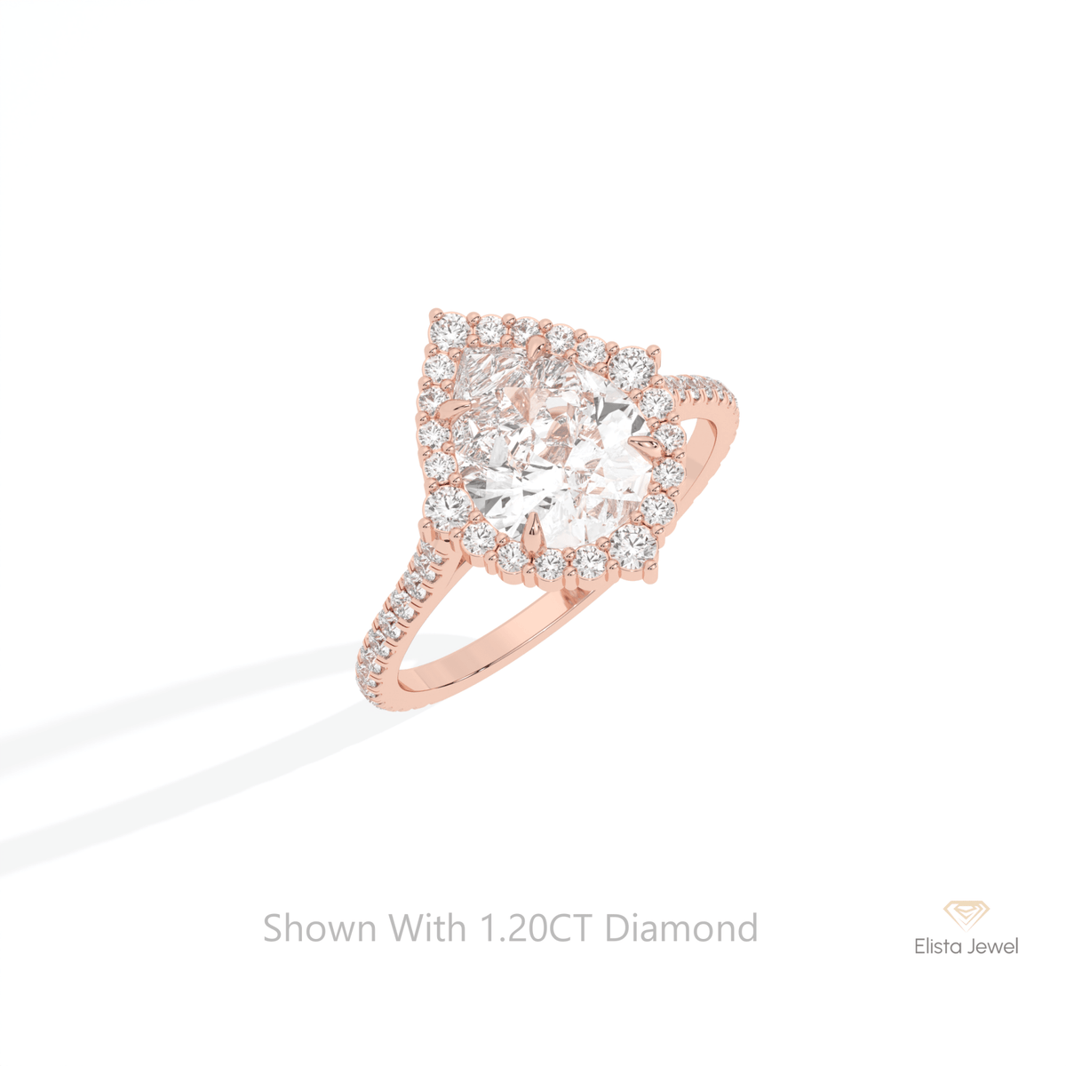 Pear Cut Halo Accent Wedding Lab Grown Diamond Ring in Platinum - Lifestyle View
