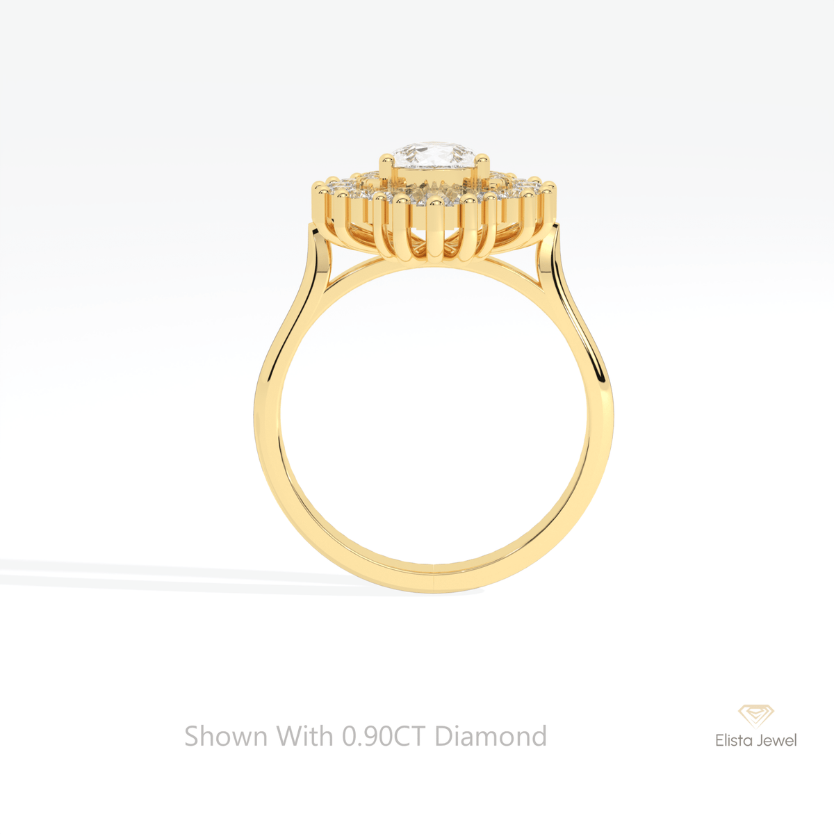 Pear Cut Halo Art Deco Lab Grown Diamond Ring - Alternative View