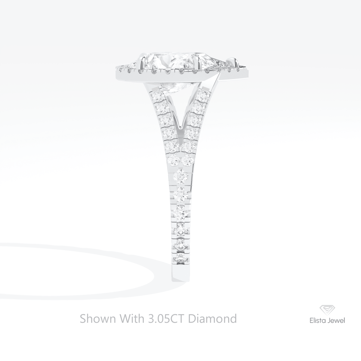 Pear Cut Halo Engagement Lab Grown Diamond Ring in 18K Yellow Gold - Perspective View