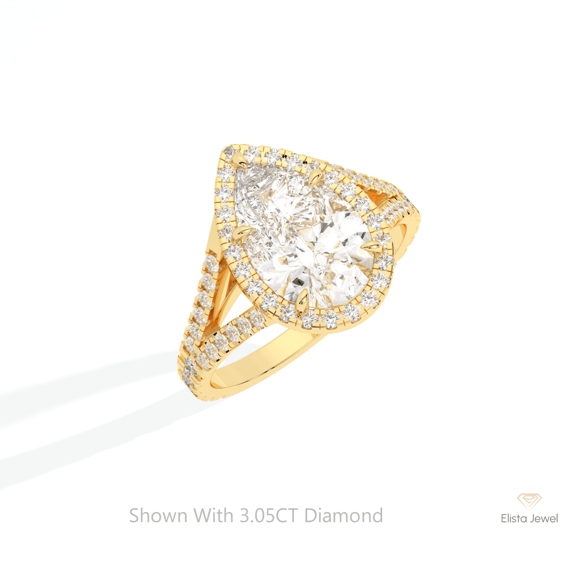 Pear Cut Halo Engagement Lab Grown Diamond Ring in Platinum - Lifestyle View