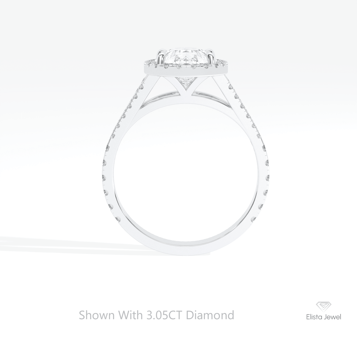 Pear Cut Halo Engagement Lab Grown Diamond Ring in 18K White Gold - Close-up View