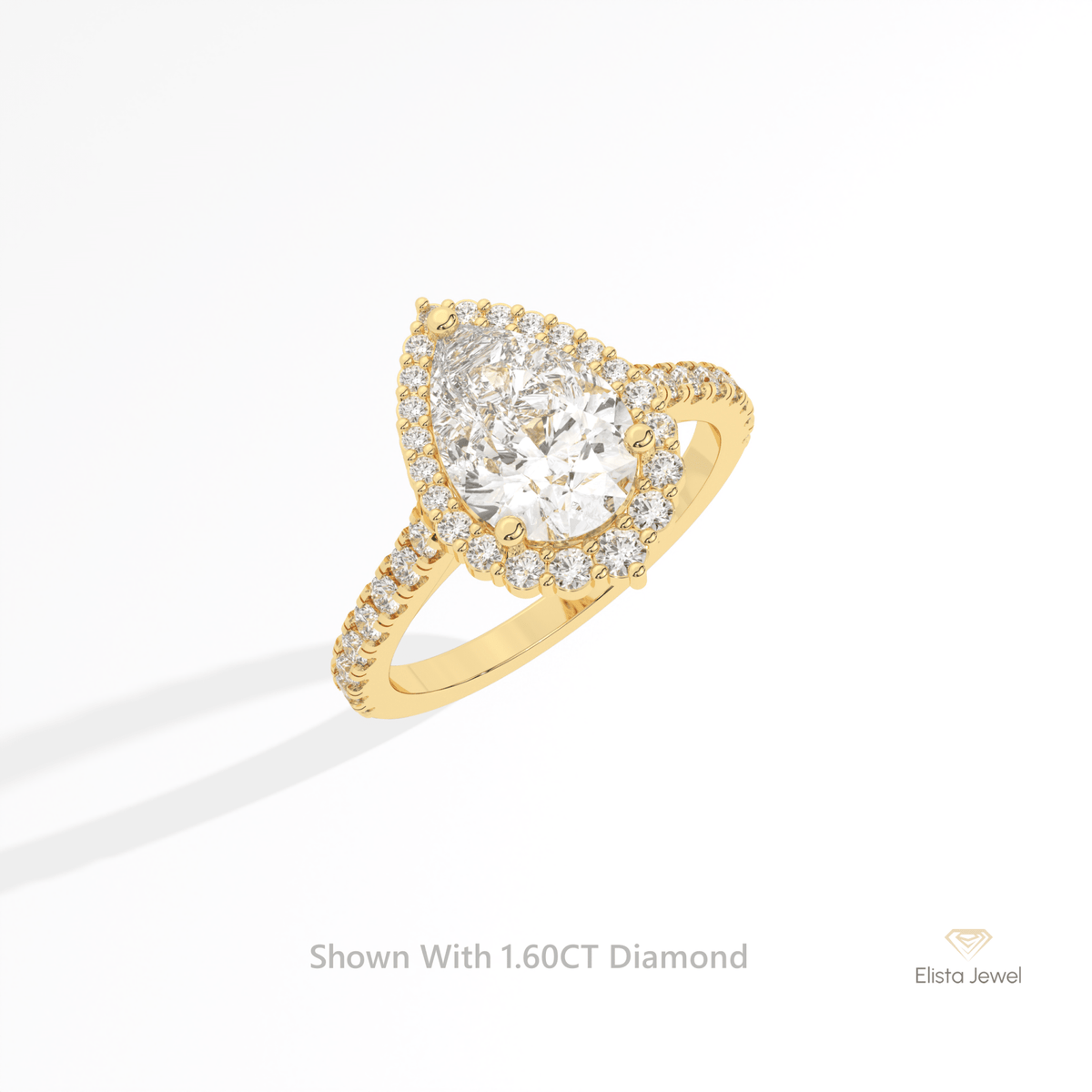 Pear Cut Halo Engagement Lab Grown Diamond Ring in Platinum - Lifestyle View