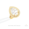 Pear Cut Halo Engagement Lab Grown Diamond Ring in 10K Yellow Gold - Side View
