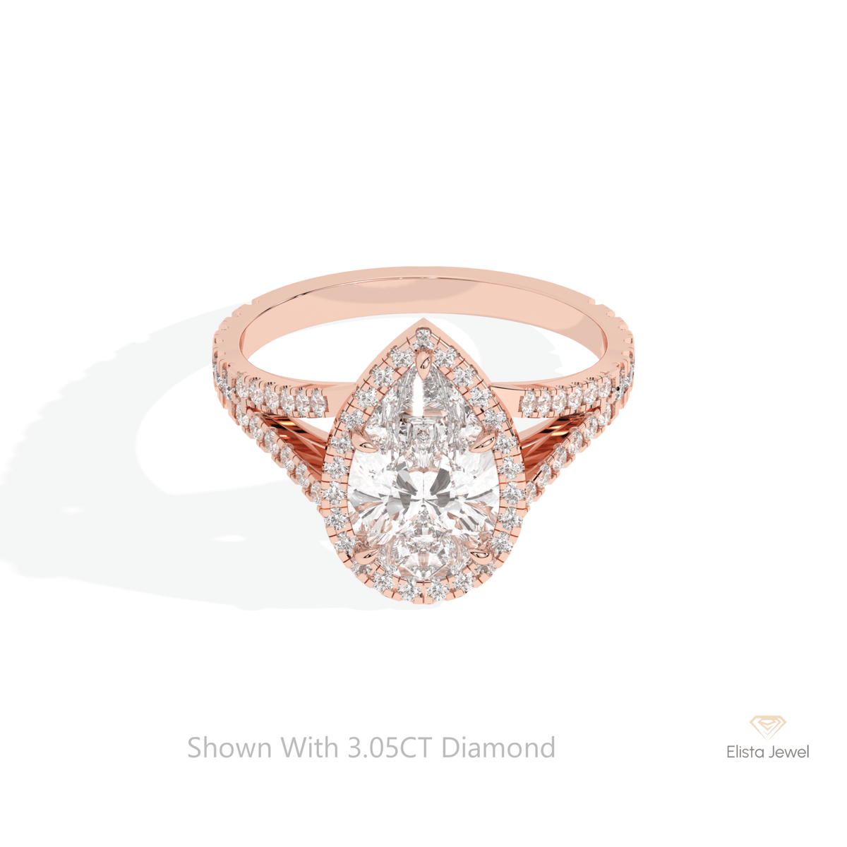 Pear Cut Halo Engagement Lab Grown Diamond Ring in 10K White Gold - Front View