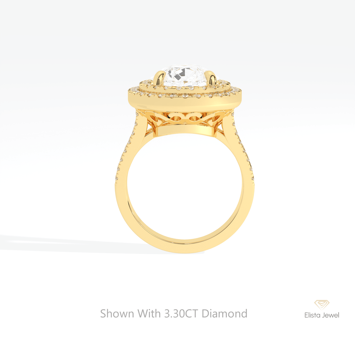 Pear Cut Halo Engagement Lab Grown Diamond Ring in 10K Rose Gold - Angled View