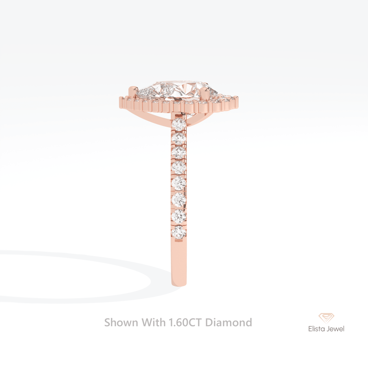 Pear Cut Halo Engagement Lab Grown Diamond Ring in 14K White Gold - Top View