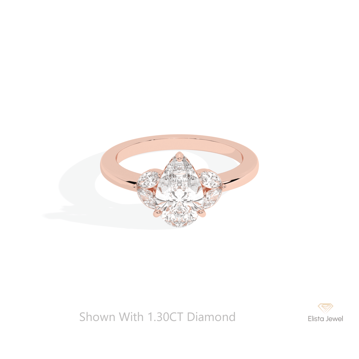 Pear Cut Hidden Halo Cluster Lab Grown Diamond Ring in 10K White Gold - Front View