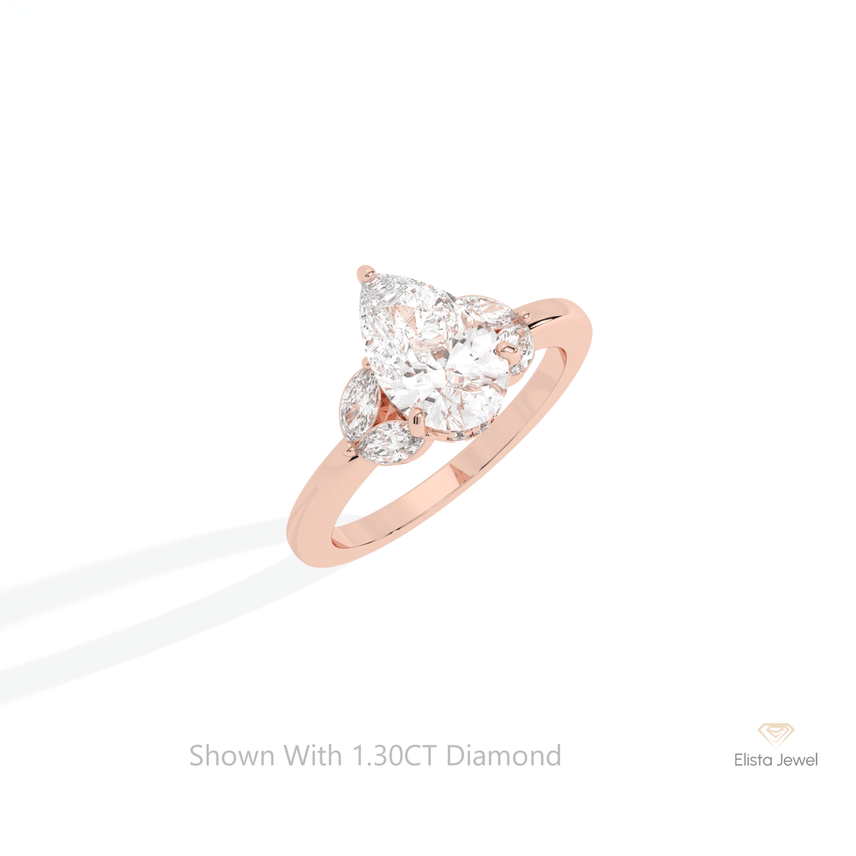 Pear Cut Hidden Halo Cluster Lab Grown Diamond Ring in 10K Yellow Gold - Side View