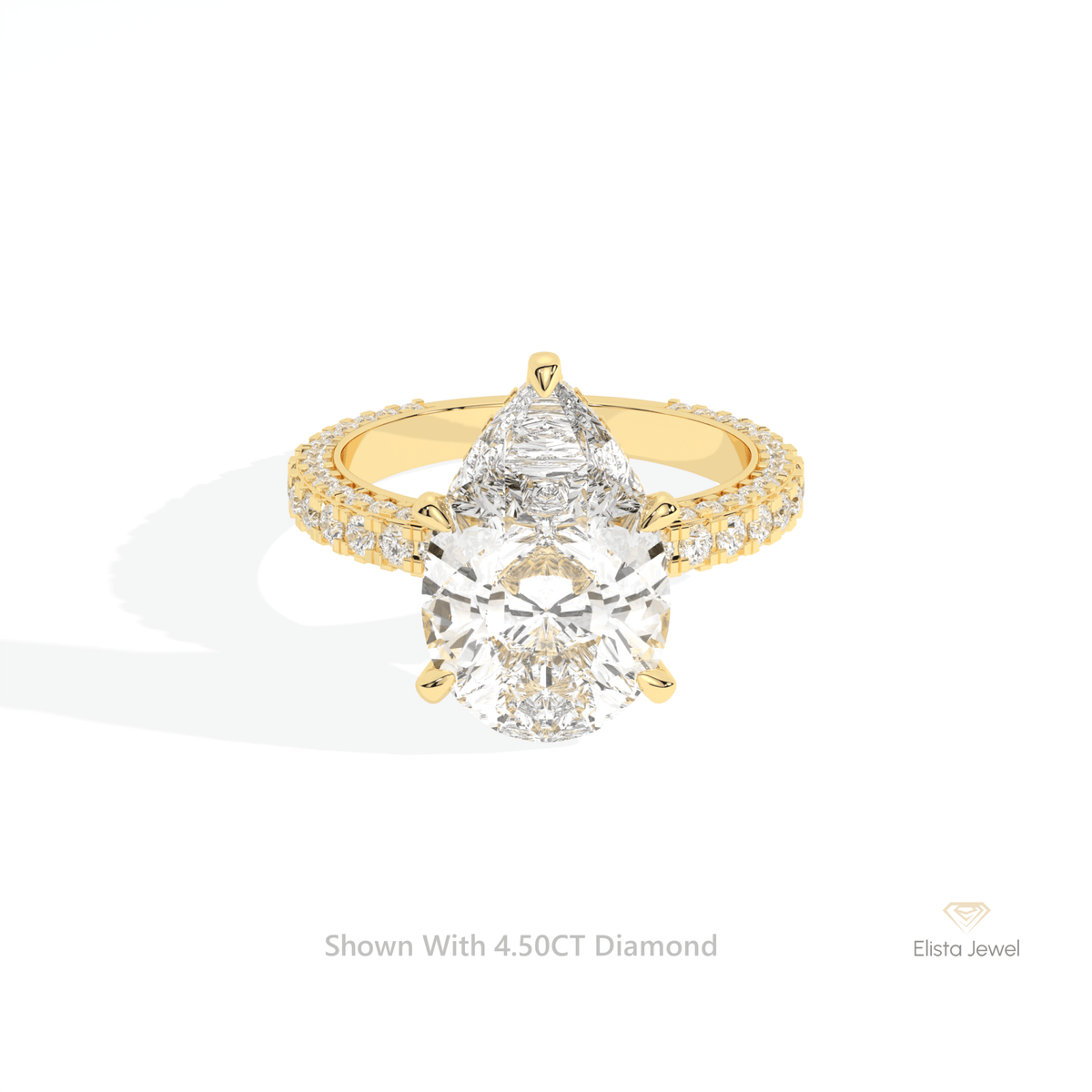 Pear Cut Hidden Halo Engagement Lab Grown Diamond Ring in 10K White Gold - Front View