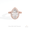 Pear Cut Hidden Halo Engagement Lab Grown Diamond Ring in 18K Rose Gold - Ring on Hand View