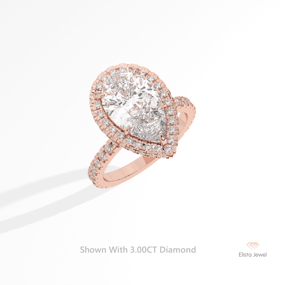 Pear Cut Hidden Halo Engagement Lab Grown Diamond Ring in Platinum - Lifestyle View